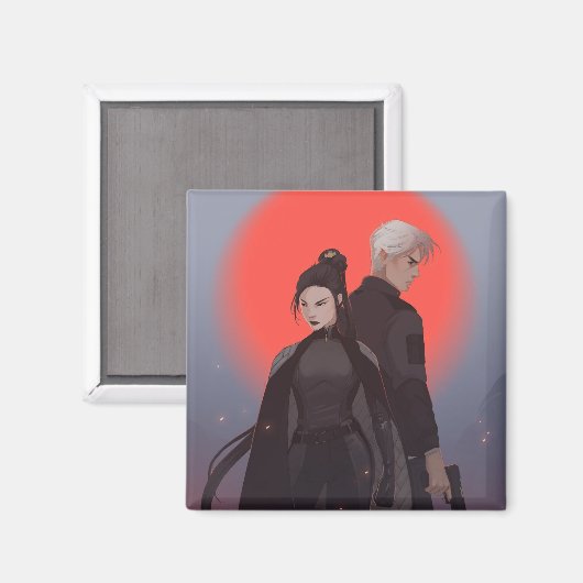 Monty & Strong - Mona Finden art - Simon & Michiko Magneet (Voorkant / Achterkant)