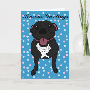 Monty the Staffordshire bull shier Feestdagen Kaart