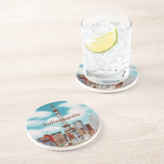 Monument Circle Drink Coaster Zandsteen Onderzetter (Zijkant)