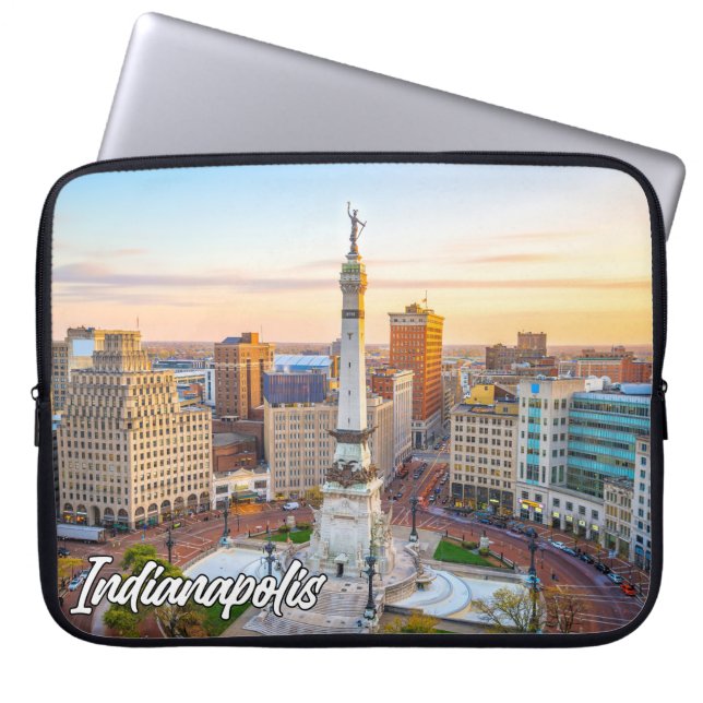 Monument Circle, Indianapolis, Indiana, Verenigde  Laptop Sleeve (Voorkant)