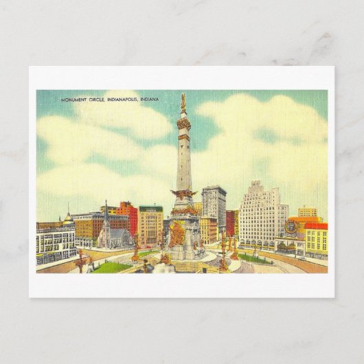 Monument Circle, Indianapolis, Vintage van Indiana Briefkaart (Voorkant)