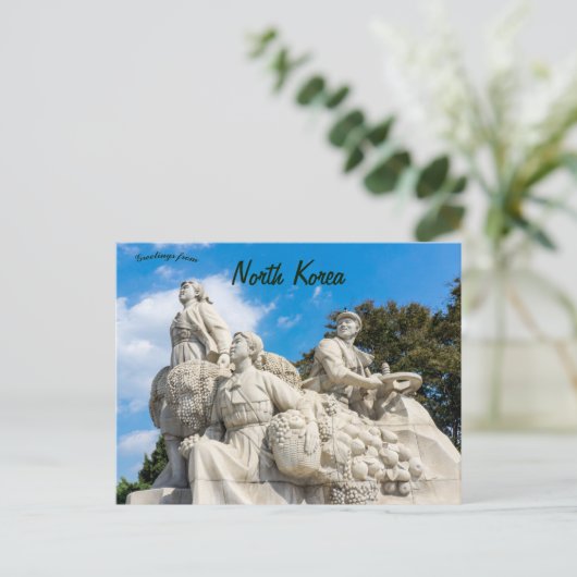 Monument in Juche Tower Pyongyang Noord-Korea Post Briefkaart (Staand voorkant)
