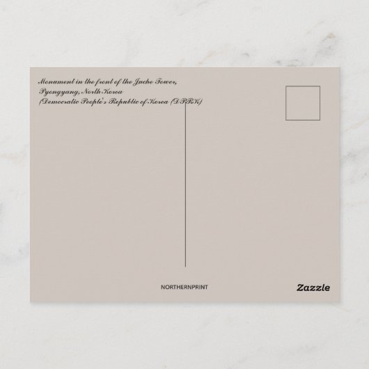Monument in Juche Tower Pyongyang Noord-Korea Post Briefkaart (Achterkant)