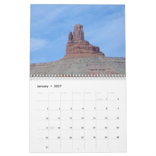 Monument Valley 12 maanden kalender (Jan 2027)