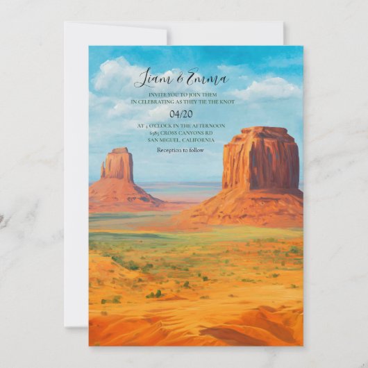 Monument Valley AZ Woestijn Trouw Uitnodiging (Voorkant)