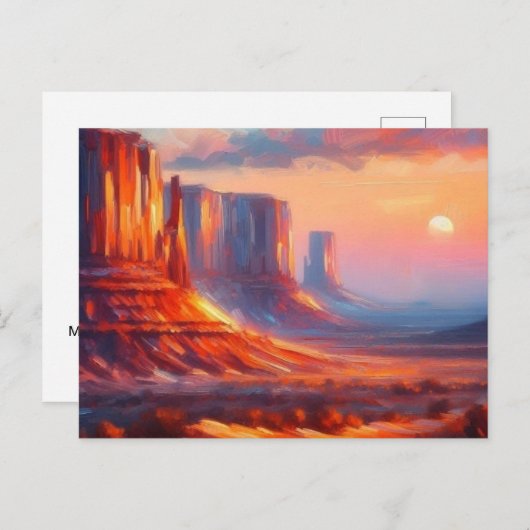 Monument Valley bij zonsondergang, Briefkaart (Voorkant / Achterkant)