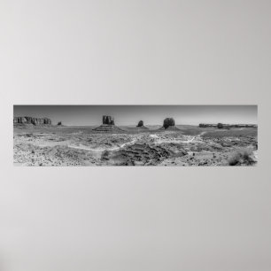 Monument Valley Black en White Panoramic Poster