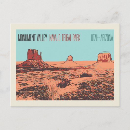 Monument Valley, Navajo Tribal Park Utah, Arizona Briefkaart (Voorkant)