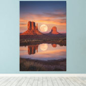 Monument Valley Supermoon Reflectie – Woestijn Canvas Afdruk (Insitu (Houten vloer))
