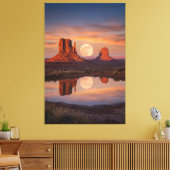 Monument Valley Supermoon Reflection – Desert Canvas Afdruk (Insitu (Woonkamer))