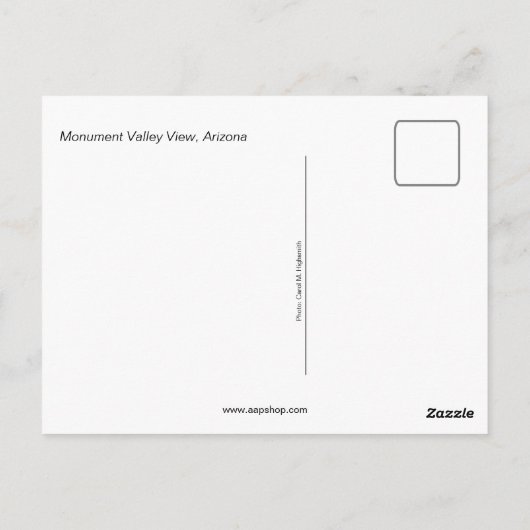 Monument Valley Uitzicht, Arizona Briefkaart (Achterkant)
