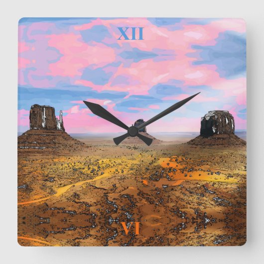 Monument Valley Vierkante Klok (Voorkant)