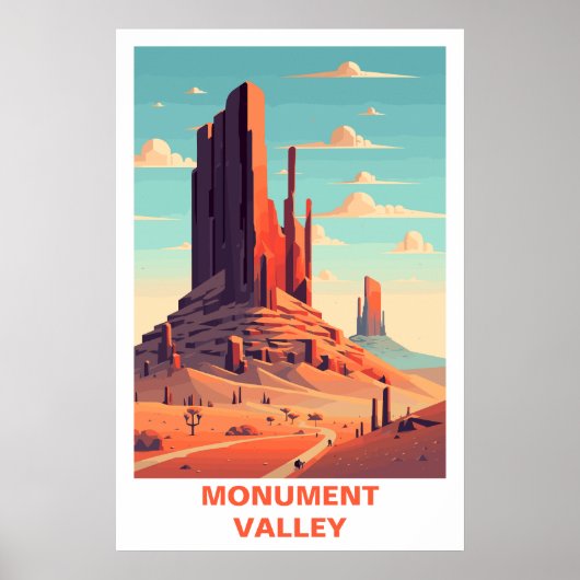 Monument Valley Vintage Reis Kunstprint Woestijn Poster (Voorkant)