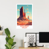 Monument Valley Vintage Reis Kunstprint Woestijn Poster (Thuiskantoor)