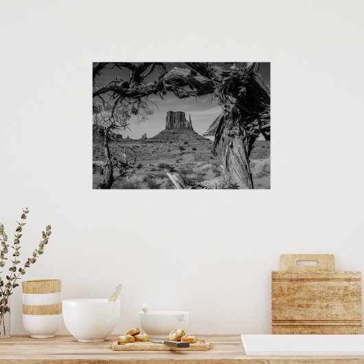 Monument Valley Zwart-wit Poster (Keuken)