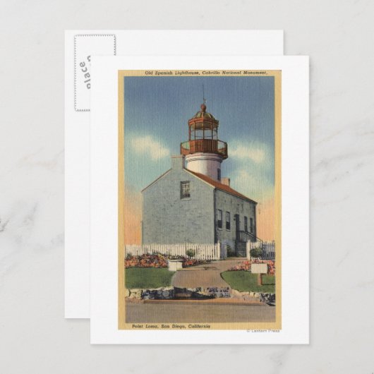 Monument van Cabrillo Nat'l, vuurtoren van Point L Briefkaart (Voorkant / Achterkant)