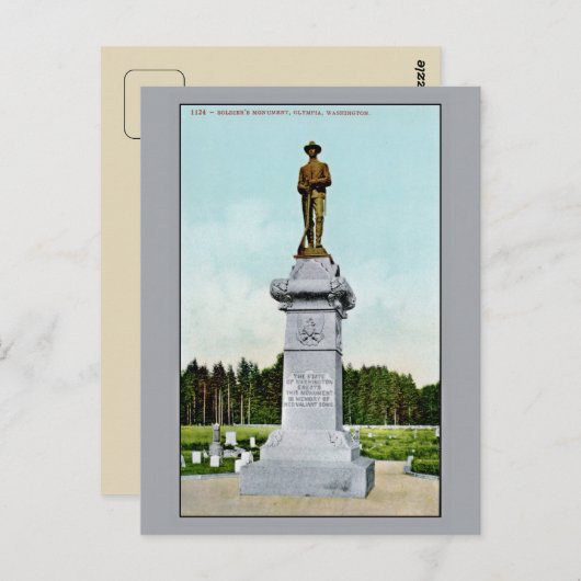 Monument van de  soldaat Olympia WA Briefkaart (Voorkant / Achterkant)