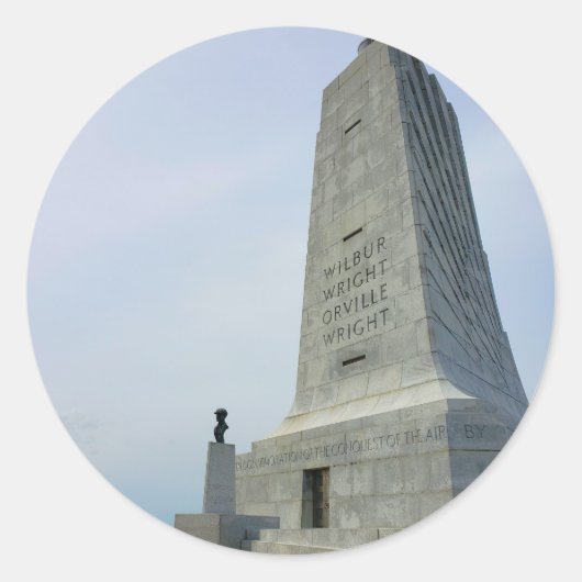 Monument voor de Wright Brothers Ronde Sticker (Voorkant)