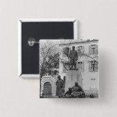 Monument voor Emile Zola Vierkante Button 5,1 Cm (Voorkant /achterkant)