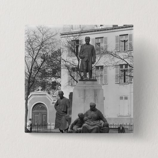 Monument voor Emile Zola Vierkante Button 5,1 Cm (Voorkant)