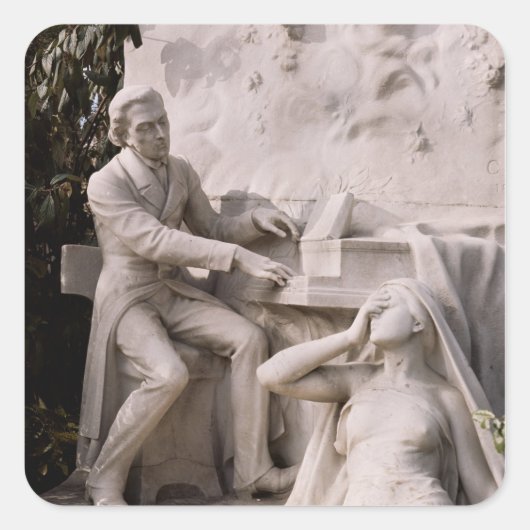 Monument voor Frederic Chopin Vierkante Sticker (Voorkant)