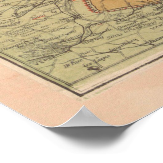  Monument voor Parijs en landmark (kaart 1878) Poster (Hoek)