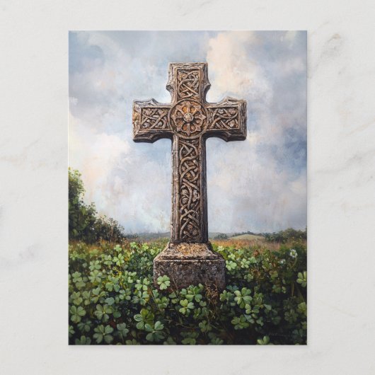 Monumentale sierkruis met klaverschamroeken briefkaart (Voorkant)