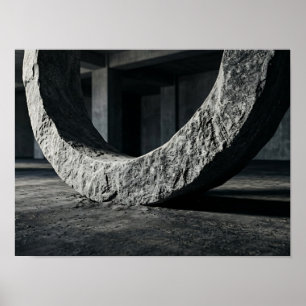 Monumentale stenen ring donkere sculpturale wandku poster