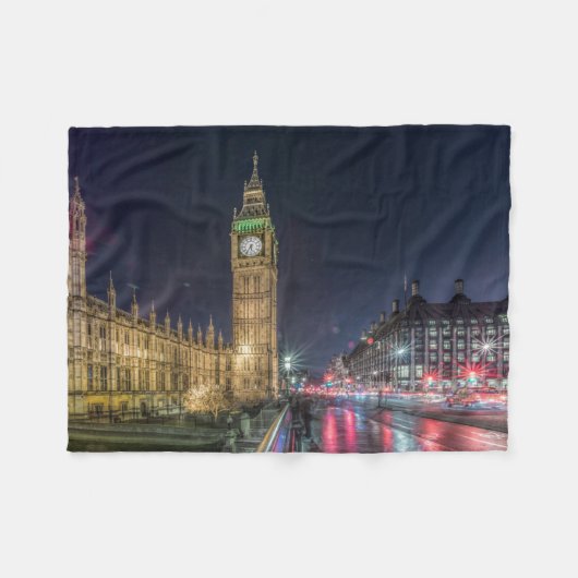 Monumenten | Big Ben at Night Fleece Deken (Voorkant (Horizontaal))