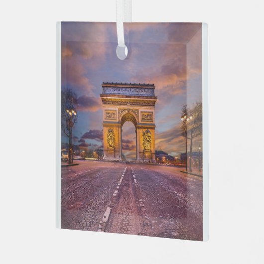 Monumenten Boog van Triomphe, Parijs Frankrijk Glas Ornament (Voorkant links)