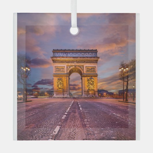 Monumenten Boog van Triomphe, Parijs Frankrijk Glas Ornament (Voorkant)