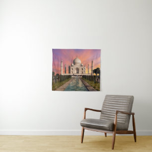 Monumenten Colorful View of the Taj Mahal Wandkleed