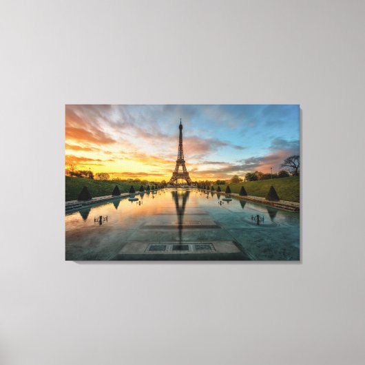 Monumenten Eiffel Tower Sunrise Canvas Afdruk (Voorkant)