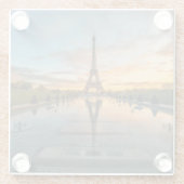 Monumenten Eiffel Tower Sunrise Glazen Onderzetter (Achterkant)