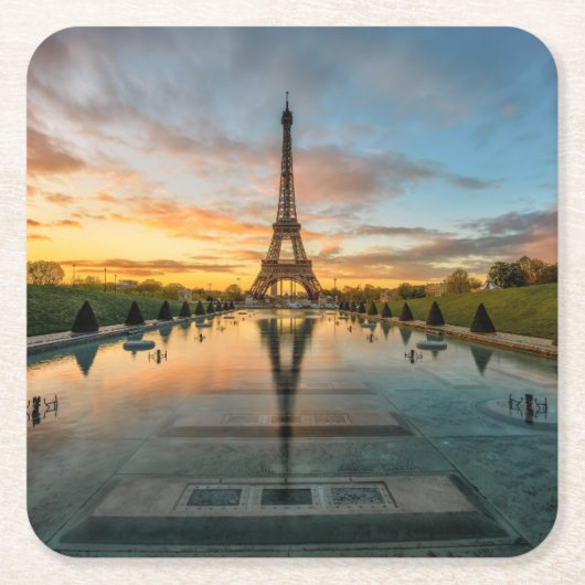 Monumenten Eiffel Tower Sunrise Kartonnen Onderzetters (Voorkant)