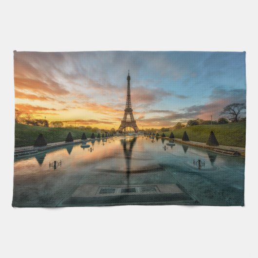 Monumenten Eiffel Tower Sunrise Theedoek (Horizontaal)