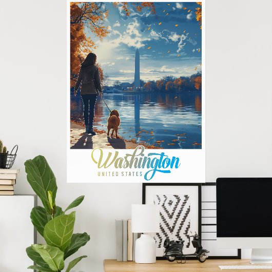 Monumenten & Geschiedenis: Washington DC Poster (Thuiskantoor)