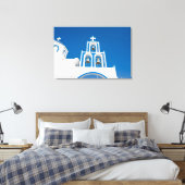 Monumenten | Greek Blue Dome Church Canvas Afdruk (Insitu (Slaapkamer))