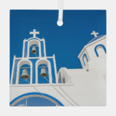Monumenten | Greek Blue Dome Church Glas Ornament (Achterkant)