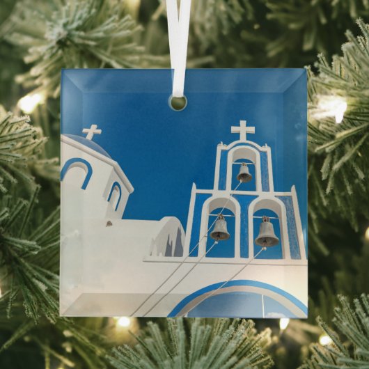 Monumenten | Greek Blue Dome Church Glas Ornament (Insitu)