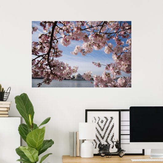 Monumenten | Jefferson Memorial Cherry Blossoms Poster (Thuiskantoor)