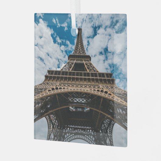 Monumenten | Looking Up at the Eiffel Tower Glas Ornament (Voorkant links)
