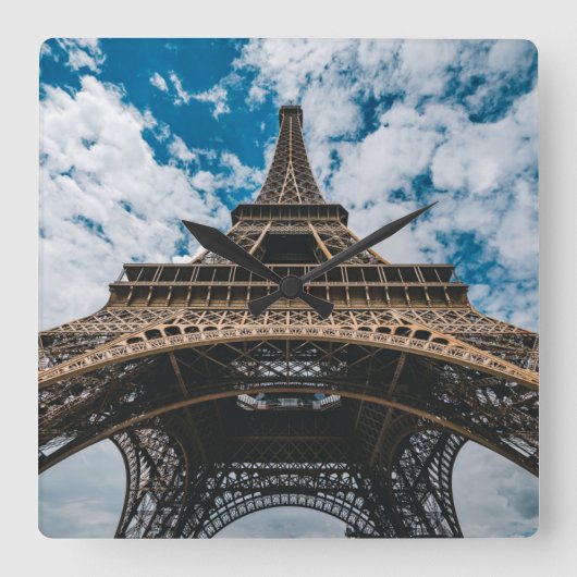 Monumenten | Looking Up at the Eiffel Tower Vierkante Klok (Voorkant)