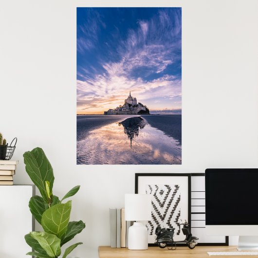 Monumenten Mount Saint-Michel, Normandy Frankrijk Poster (Thuiskantoor)