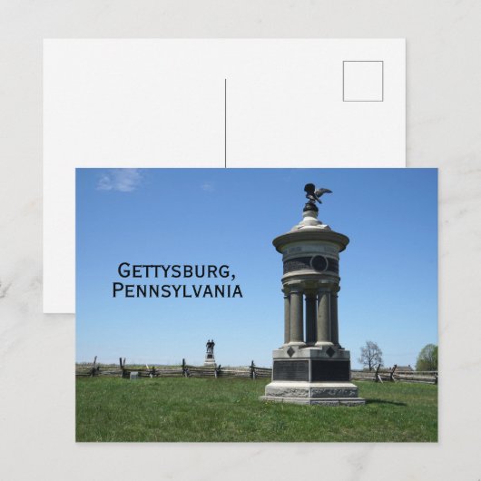 Monumenten op het Gettysburg-slagveld Briefkaart (Voorkant / Achterkant)