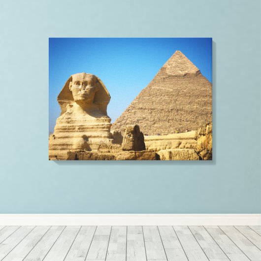 Monumenten | Sphinx & Pyramid of Egypt Canvas Afdruk (Insitu (Houten vloer))