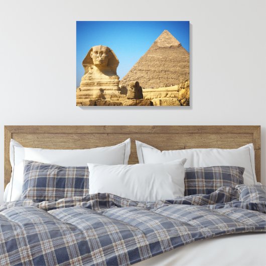 Monumenten | Sphinx & Pyramid of Egypt Canvas Afdruk (Insitu (Slaapkamer))