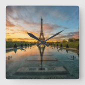 Monumenten | Sunrise Eiffel Tower Vierkante Klok (Voorkant)
