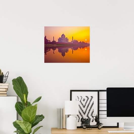 Monumenten Taj Mahal at Sunset Poster (Thuiskantoor)