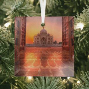 Monumenten Taj Mahal, India at Sunset Glas Ornament